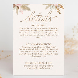 Cartão De Informações Casamento Tropical de Boho Moderno Exótico