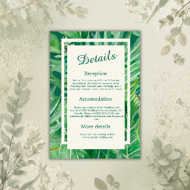 Cartão De Informações casamento tropical de esmerald greenery
