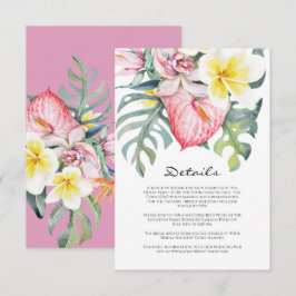 Cartão De Informações Casamento Tropical Floral Moderno no Havaí