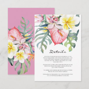 Cartão De Informações Casamento Tropical Floral Moderno no Havaí