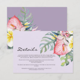 Cartão De Informações Casamento Tropical Floral Moderno no Havaí