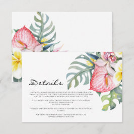 Cartão De Informações Casamento Tropical Floral Moderno no Havaí