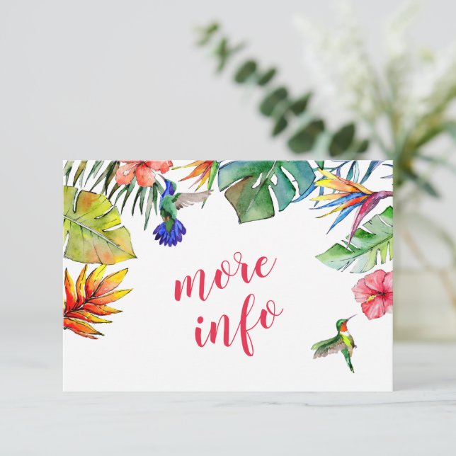 Cartão De Informações Casamento Tropical Hawaiian Hibiscus Mais Informaç (Em pé/Frente)