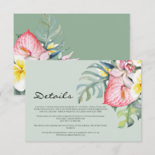 Cartão De Informações Casamento Tropical Moderno Floral Havaiano