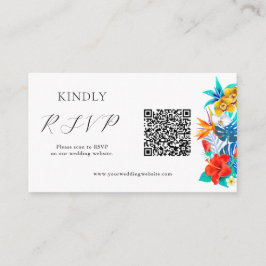 Cartão De Informações Casamento tropical QR RSVP