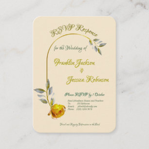 Cartão De Informações Casamento verde-claro-amarelo-pinto-pálido e ouro