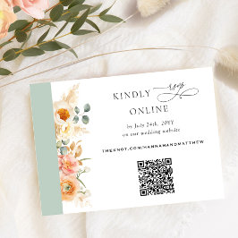 Cartão De Informações Casamento verde de RSVP de Código QR Elegante e Pe