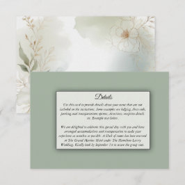 Cartão De Informações Casamento Verde de Sage Floral de Molho