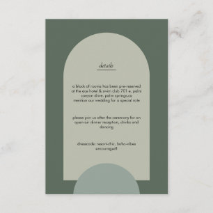 Cartão De Informações Casamento Verde do Arco Geométrico Moderno Boho