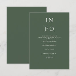 Cartão De Informações Casamento Verde Moderno Mínimo Elegante Simples