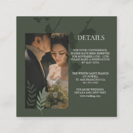 Cartão De Informações Casamento verde-oliva elegante personalizável 