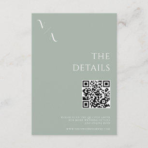 Cartão De Informações Casamento Verde Sage Moderno Minimalista Elegante