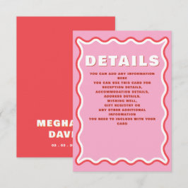 Cartão De Informações Casamento Vermelho Laranja Vermelho com Curva ondu