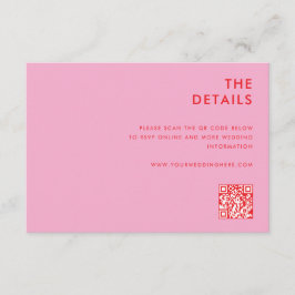 Cartão De Informações Casamento Vermelho Rosa Minimalista Moderno