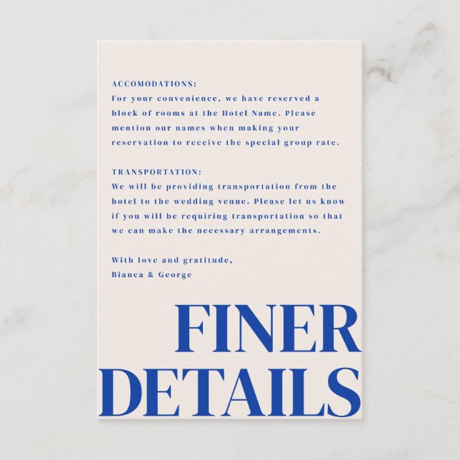 Cartão De Informações Casamento Vertical Belmont (Frente)