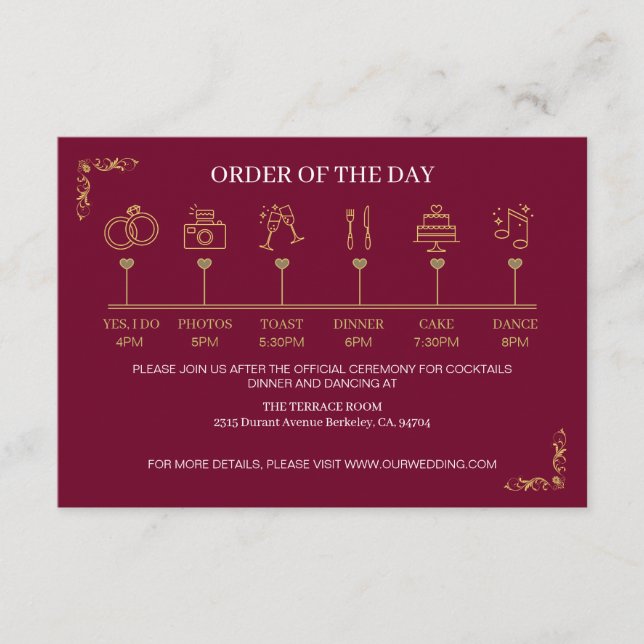 Cartão De Informações Casamento Victoriano Elegante (Frente)