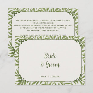 Cartão De Informações Casamento Vintage, Padrão de Folhas de Salgueiro V