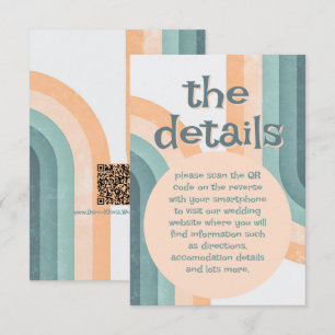 Cartão De Informações Casamento Vintage Rainbow na década de 70