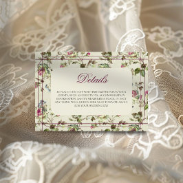 Cartão De Informações casamento vintage rosa