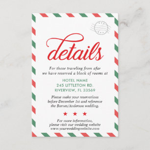 Cartão De Informações Casamento Vintage Vermelho Verde Detalhes Natal Ca