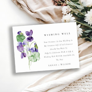 Cartão De Informações Casamento Violeta Floral Elegante Desejando Bem