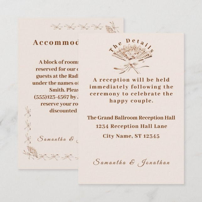 Cartão De Informações Casamento Vitoriano Tradicional (Frente/Verso)