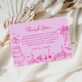 Cartão De Informações Casamento Whimsical Desenhado Mão Obrigado