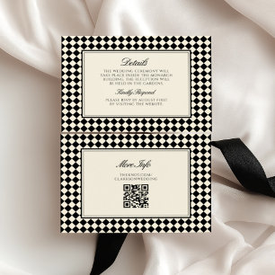 Cartão De Informações Casamento Xadrez Diamante Retro Dinheiro Antigo