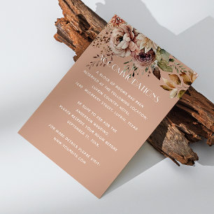 Cartão De Informações Casamentos florais cor-de-rosa pálido + código QR