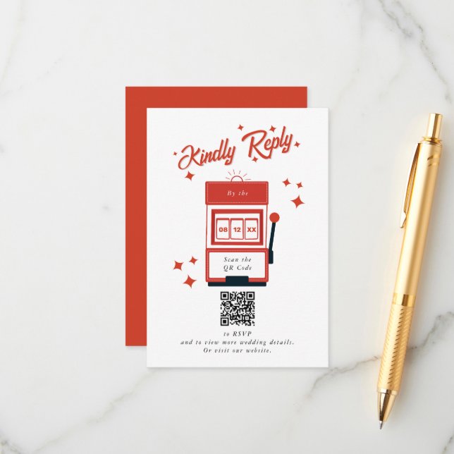 Cartão De Informações Casino de Destino de Las Vegas Vermelho (Frente/Verso In Situ)