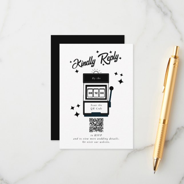 Cartão De Informações Casino de Destino de Las Vegas White Negro (Frente/Verso In Situ)