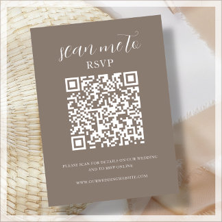 Cartão De Informações Castanho | Código QR | VP de Casamento