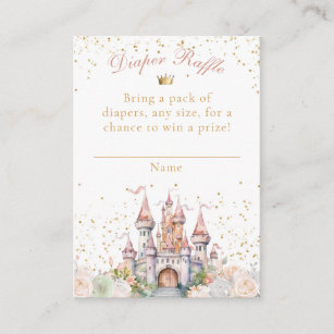 Cartão De Informações Castelo de Fairytale Blush Fralda de Chá Dourada R