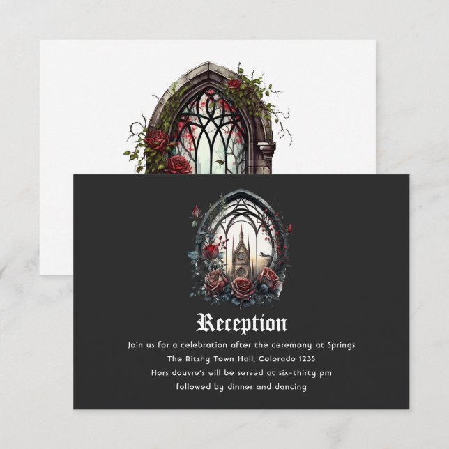 Cartão De Informações Castelo de Fantasia Sombria Janela Casamento Gótic (Frente/Verso)