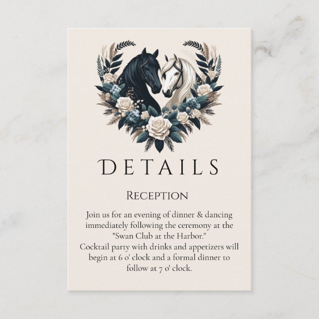 Cartão De Informações Cavalos de Casamento no Amor (Frente)