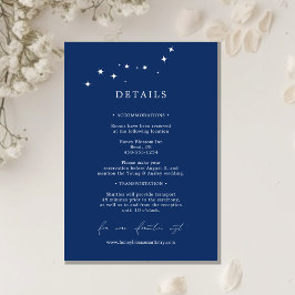 Cartão De Informações Celestial Elegant Wedding Navy Blue Details