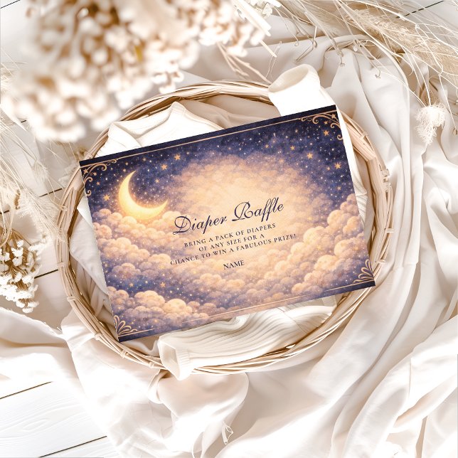 Cartão De Informações Celestial Moon Stars Neutral Diapper Raffle  (Criador carregado)