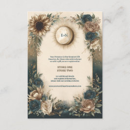 Cartão De Informações Celestial Sun Moon Boho Floral Rustic Wedding