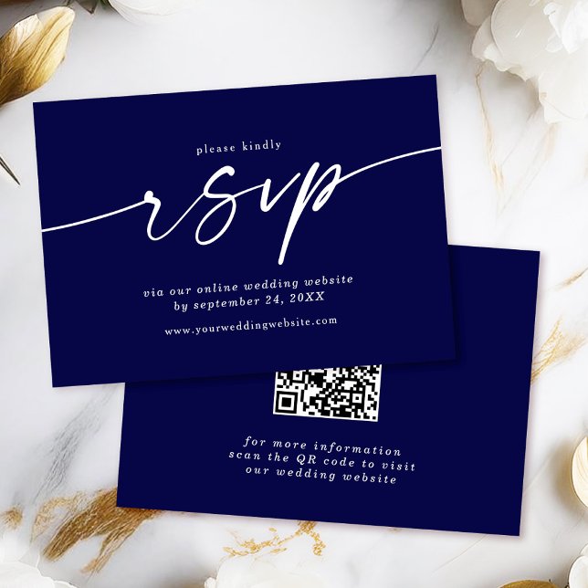 Cartão De Informações Celine ・ RSVP de Site de Casamento com Código QR (Streamline your guest responses with the Celine RSVP card, featuring a custom QR code.)