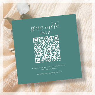 Cartão De Informações Cerceta | Código QR de RSVP de Casamento