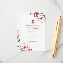 Cartão De Informações Cereja Blossoms e Felicidade Dupla Casamento Chinê