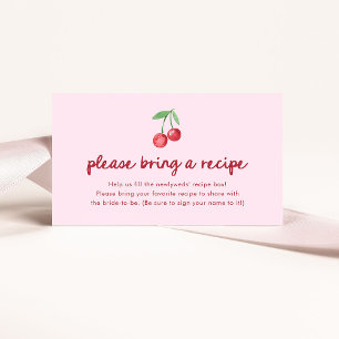 Cartão De Informações Cerejas Retrô Caprichosas Rosa   Solicitação de Re