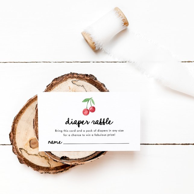 Cartão De Informações Cerejas Retro Whimsic | Fralda Raffle (Criador carregado)
