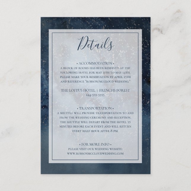 Cartão De Informações Céu Noturno Celestial com Detalhes do Quadro (Frente)