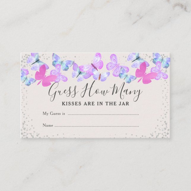 Cartão De Informações Céus De Borboleta Adivinham Quantos Jogo De Chá de (Frente)