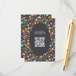 Cartão De Informações Chá da Noiva Festa Tea Party Código QR PERSONALIZA