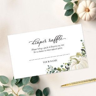 Cartão De Informações Chá de Bebê Abóbora Verde Diaper Raffle