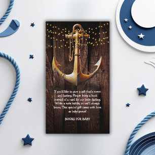 Cartão De Informações Chá de Bebê Âncora Dourada Rústica