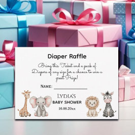 Cartão De Informações Chá de Bebê Animais da Selva Boho