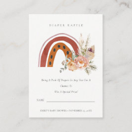 Cartão De Informações Chá de Bebê Arco-íris Floral Boho Rust
